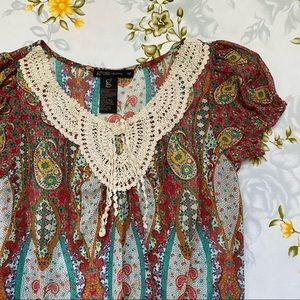 Grass Collection Size S Boho Colorful Blouse